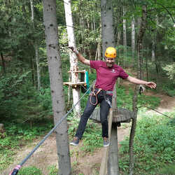 Activity holidays Europe - A man enjoying the Accro park activity in Chamonix