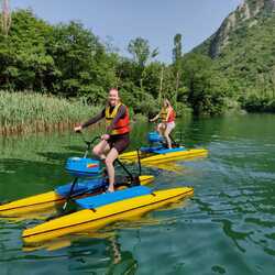 two girls on water bikes