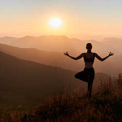 A person doing yoga in the mountains