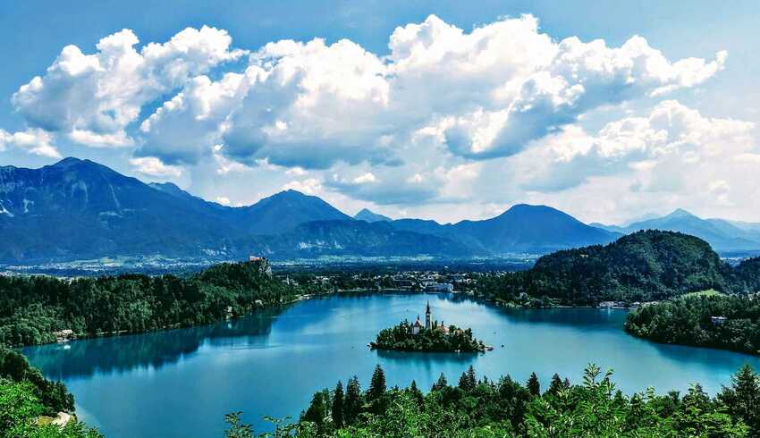 A view of Lake Bled in Slovakia